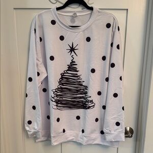 Polka Dot Christmas Tree Sweater - White and Black